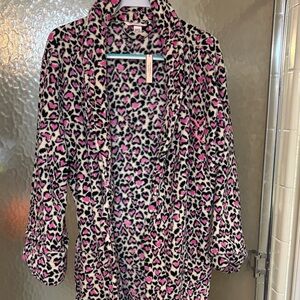 Victoria's Secret Pink and Black Leopard Print Robe